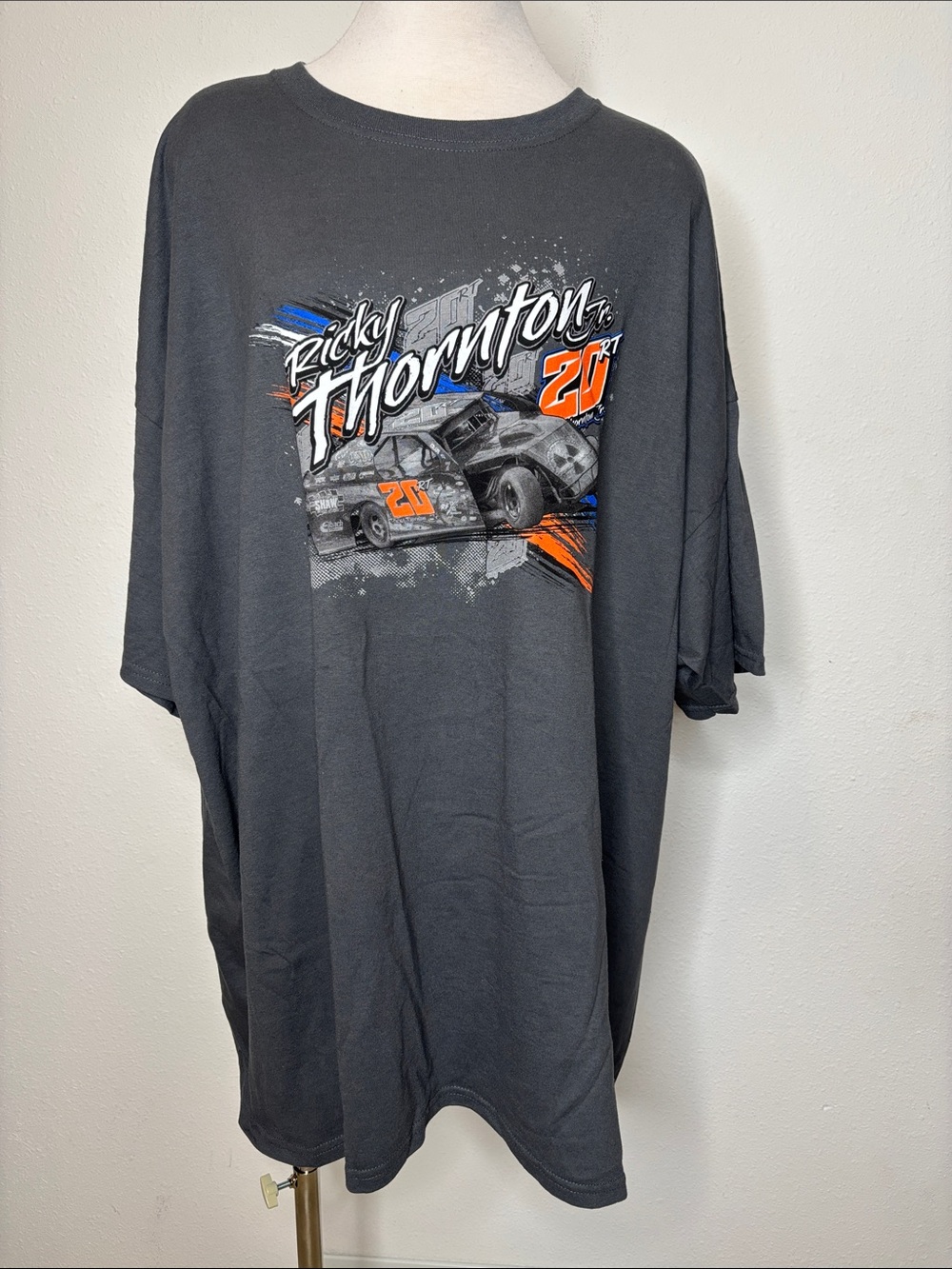 Graphic Racing Tee - Charcoal Gray